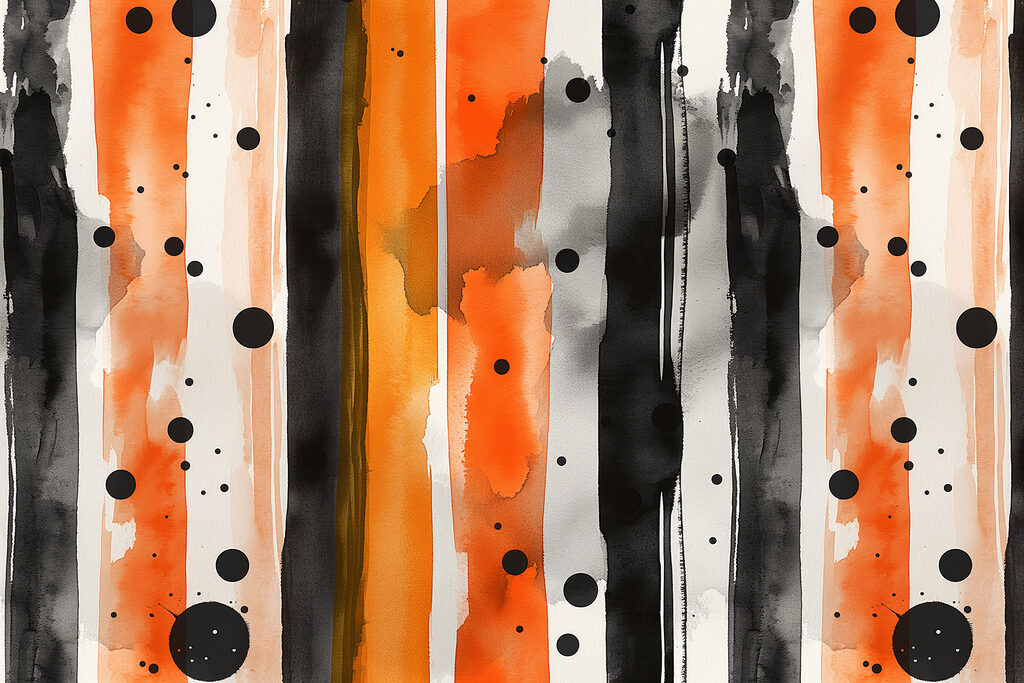 Black and orange stripes and dots