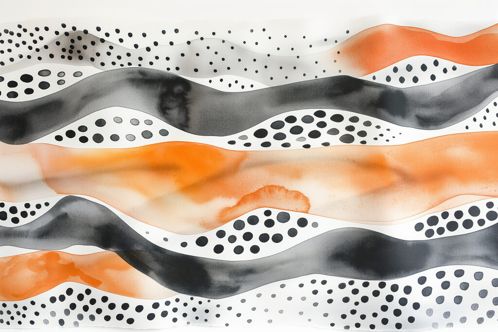 Watercolor painting of waves and dots Watercolor painting of waves and dots