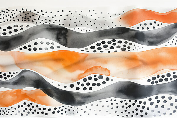 Watercolor painting of waves and dots Watercolor painting of waves and dots