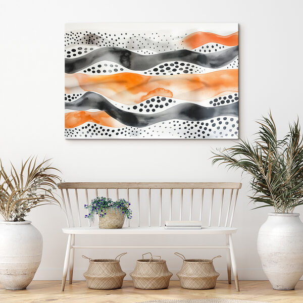 Watercolor painting of waves and dots Watercolor painting of waves and dots