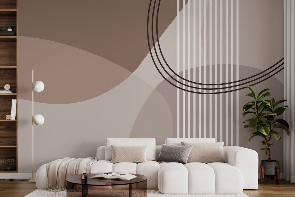 Brown and white background with lines and circles