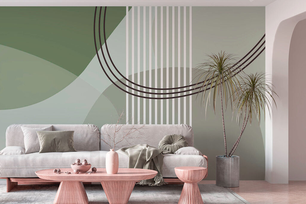 Green and white background with lines and circles Green and white background with lines and circles
