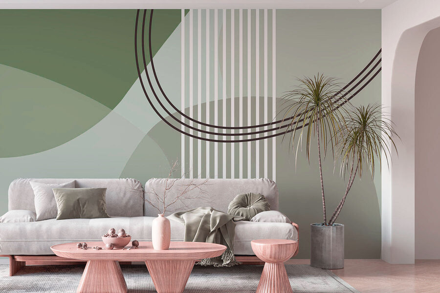 Fondo verde y blanco con líneas y círculos