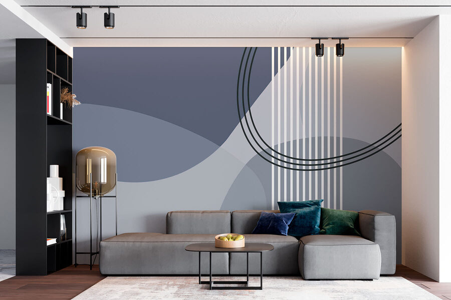 Fondo gris y blanco con círculos y líneas negras