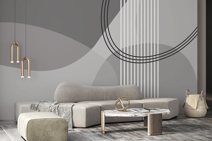 Fondo gris y blanco con círculos y líneas
