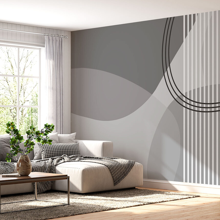 Fondo gris y blanco con círculos y líneas