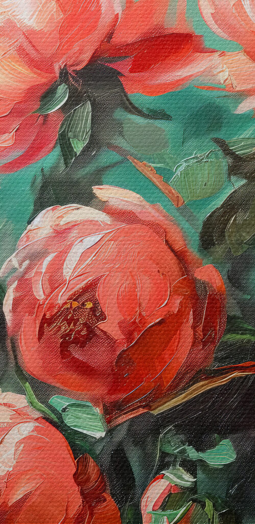 Painting of pink flowers in a vase
