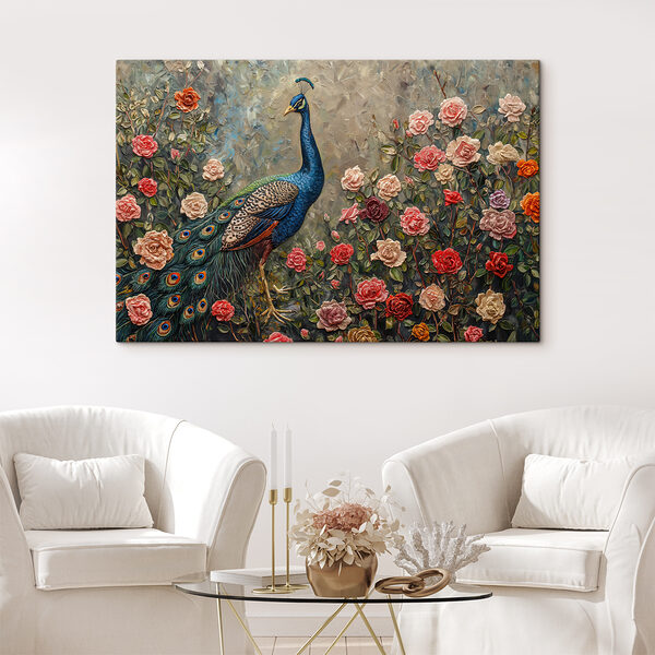 Cuadros Cuadro de un pavo real rodeado de flores (SKU: s39959) Cuadros Cuadros Cuadro de un pavo real rodeado de flores (SKU: s39959)