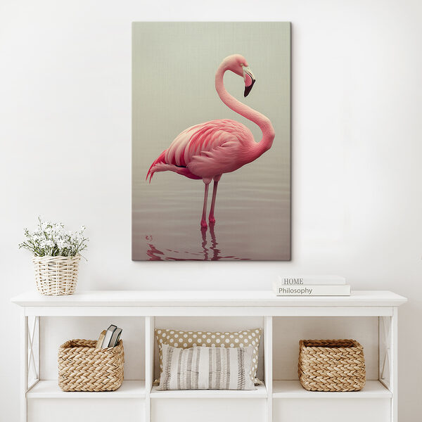Pink flamingo standing in water Pink flamingo standing in water