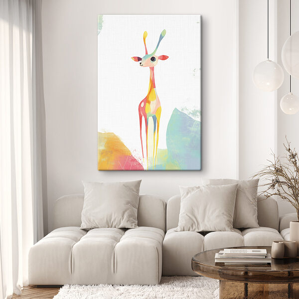Cuadros Cuadros Jirafa de dibujos animados con cuernos largos (SKU: s39915)