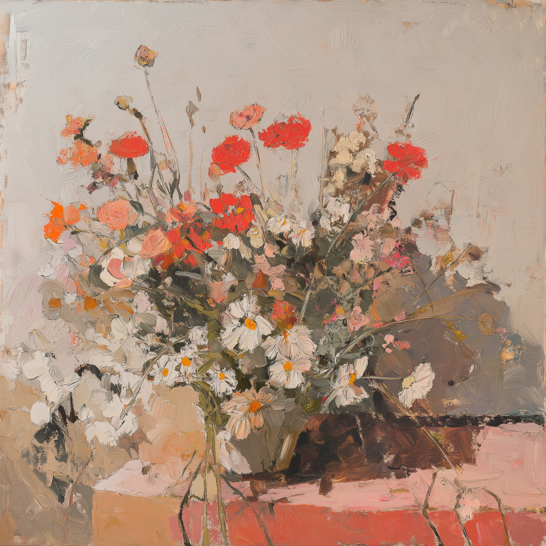 Painting of flowers in a vase Painting of flowers in a vase
