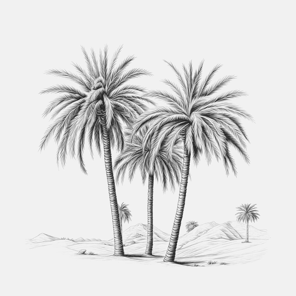 Group of palm trees in a desert Group of palm trees in a desert