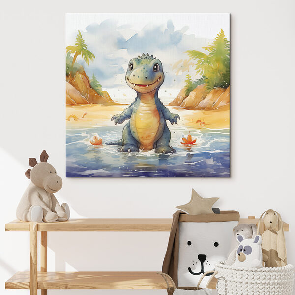 Cuadros Dibujo de un dinosaurio de pie en el agua (SKU: s39930) Cuadros Cuadros Dibujo de un dinosaurio de pie en el agua (SKU: s39930)