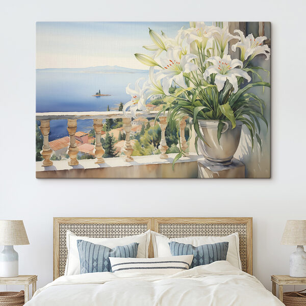 Cuadros Cuadro de un balcón con vistas a la ciudad y al mar (SKU: s39932) Cuadros Cuadros Cuadro de un balcón con vistas a la ciudad y al mar (SKU: s39932)