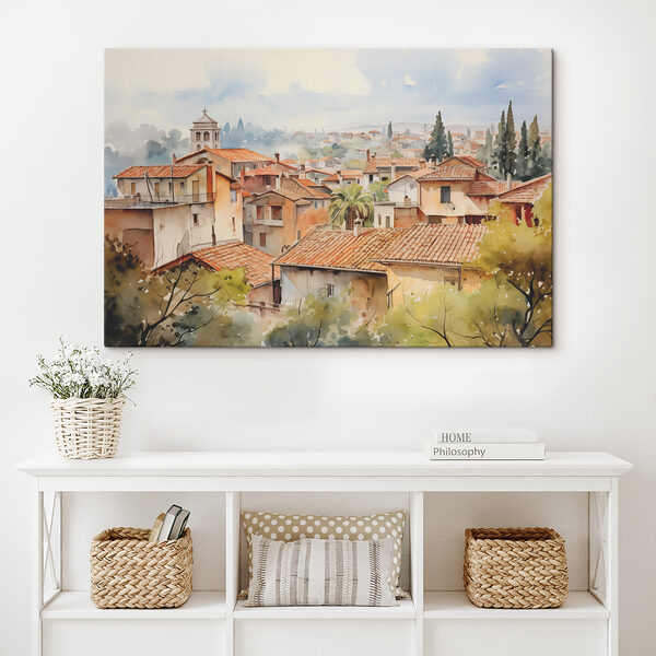Cuadros Acuarela de una ciudad con muchos edificios y árboles (SKU: s39935) Cuadros Cuadros Acuarela de una ciudad con muchos edificios y árboles (SKU: s39935)