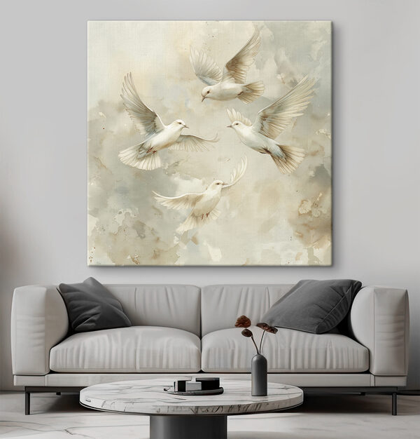 Cuadros Cuadros Grupo de pájaros blancos volando por el cielo (SKU: s39976)