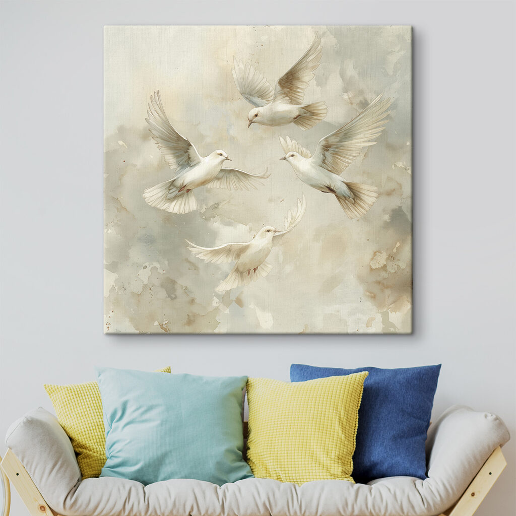 Group of white birds flying in the sky Group of white birds flying in the sky