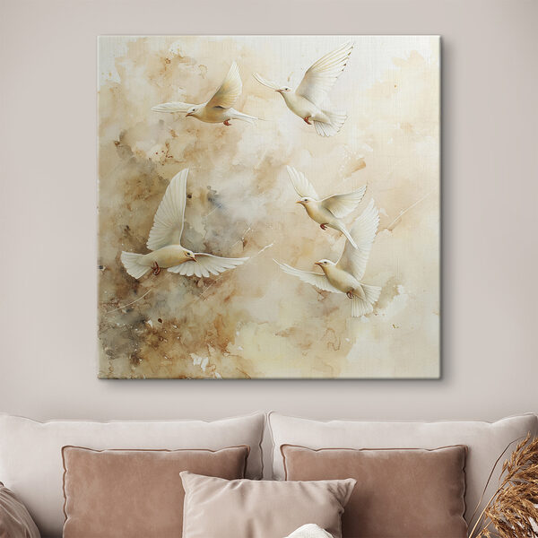 Cuadros Cuadros Grupo de aves blancas volando (SKU: s39977)