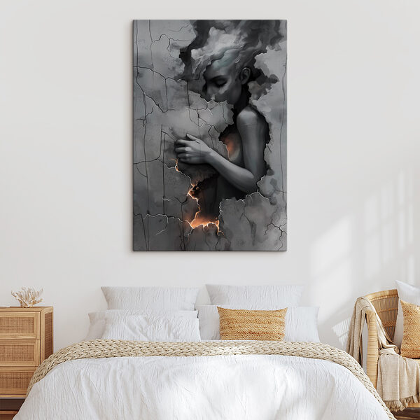Woman with her face in a wall