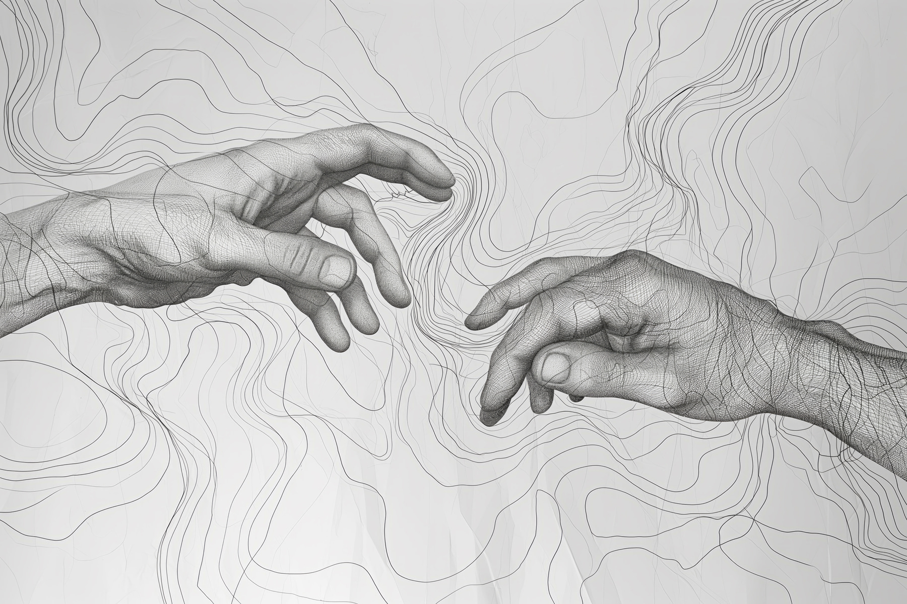 Drawing of hands touching each other Drawing of hands touching each other