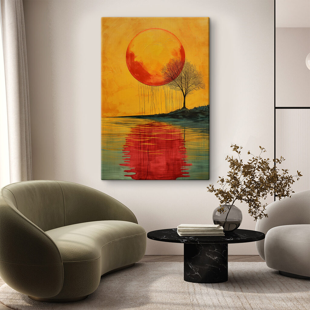 Painting of a tree and a large moon