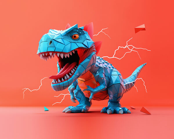 Dinosaurio azul del que salen rayos Dinosaurio azul del que salen rayos