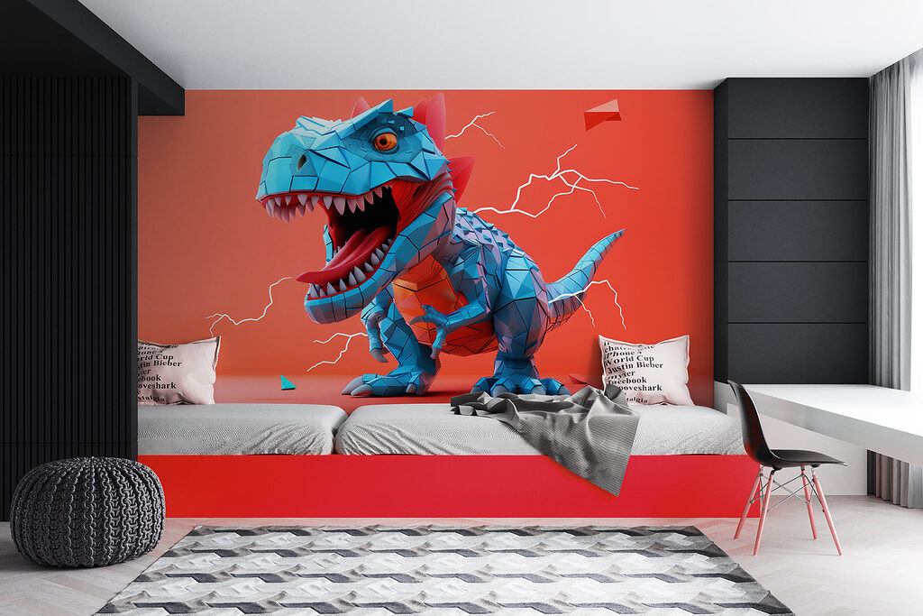 Blue dinosaur with lightning coming out of it