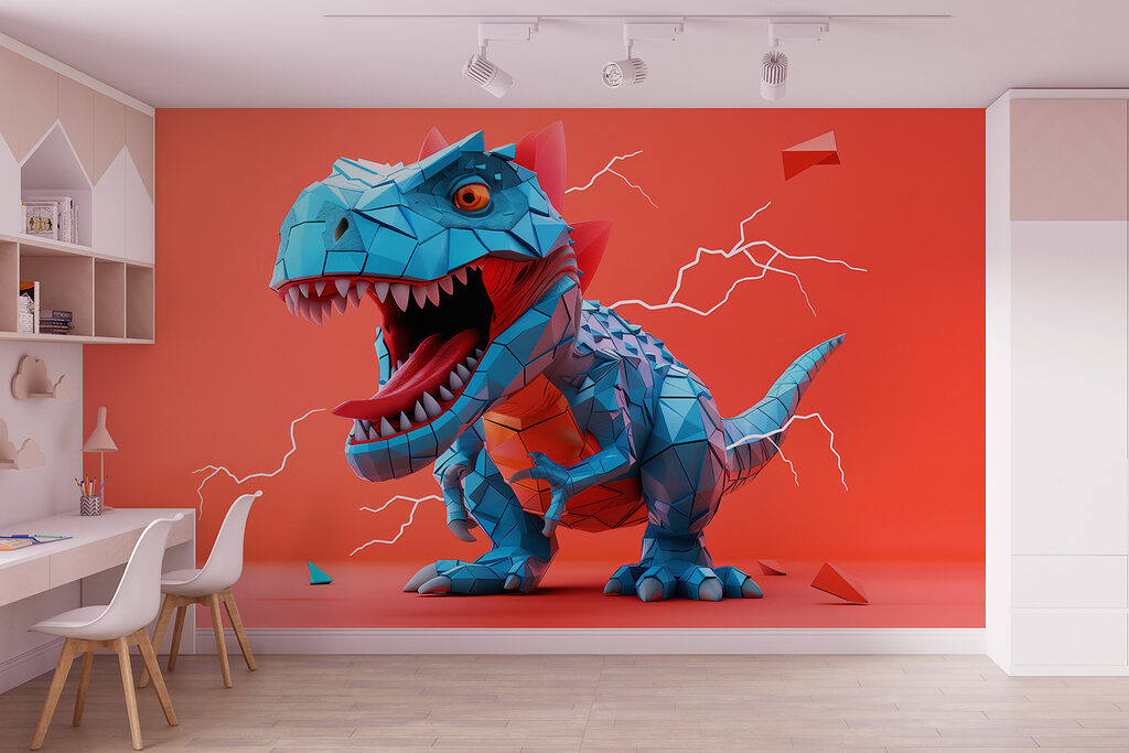 Blue dinosaur with lightning coming out of it