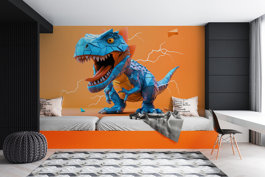 Dinosaurio azul del que salen rayos