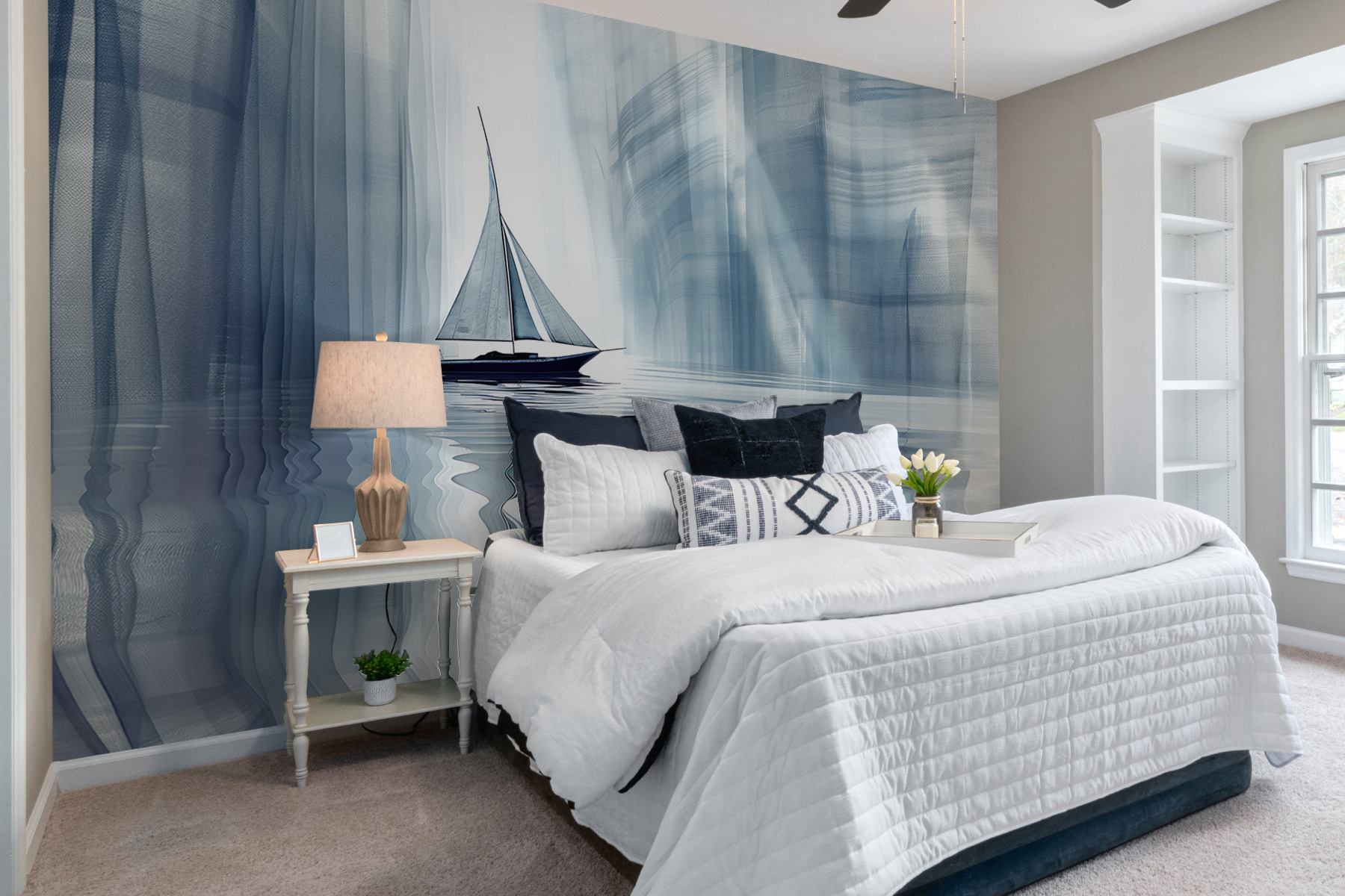 Sailboat in a body of water Sailboat in a body of water