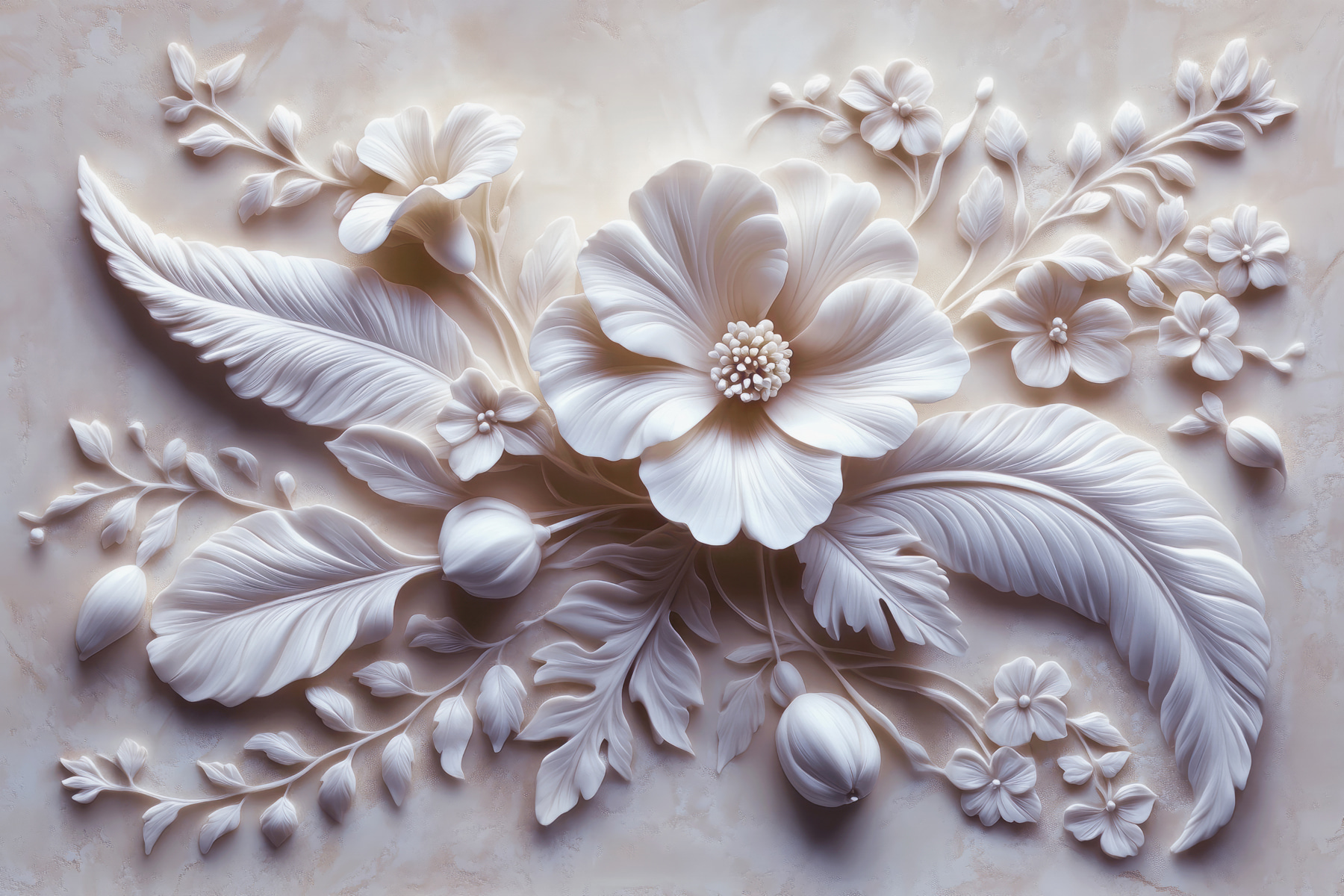 White flower and leaves White flower and leaves