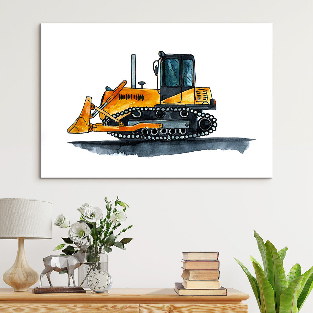 Yellow bulldozer with a bucket