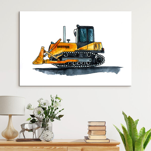 Yellow bulldozer with a bucket
