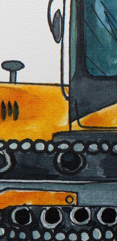 Yellow bulldozer with a bucket