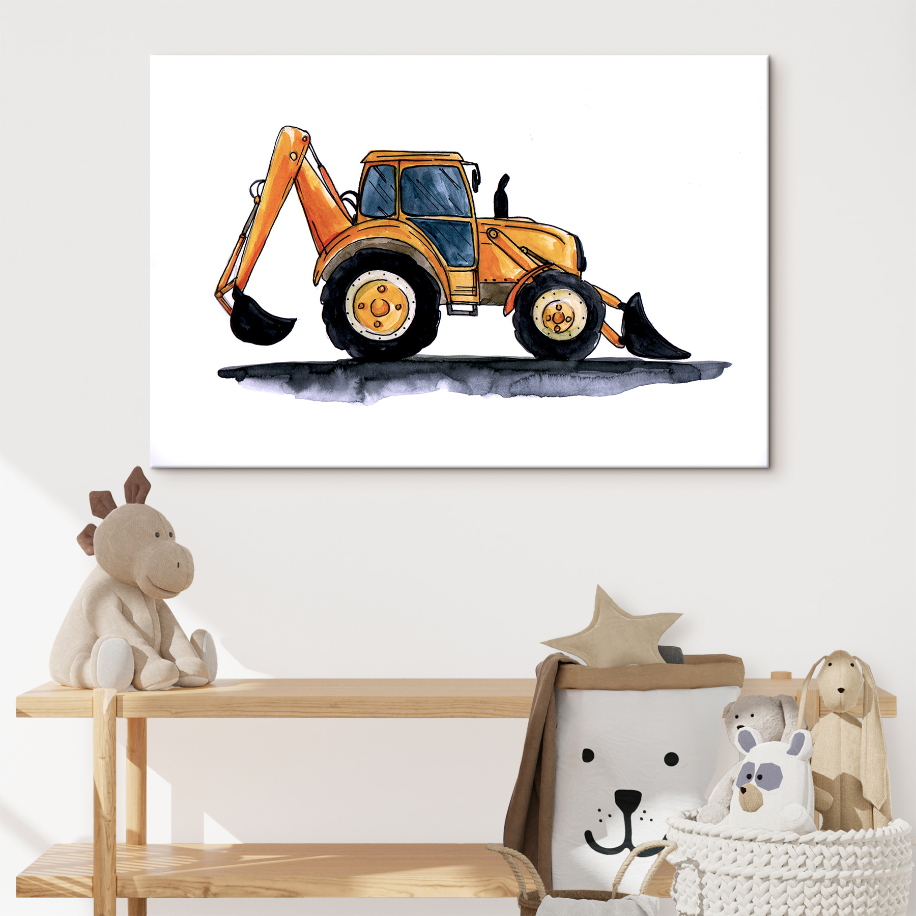 Watercolor of a yellow tractor