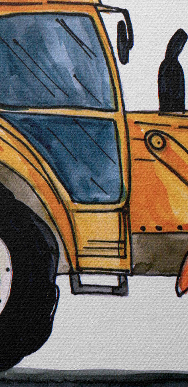 Watercolor of a yellow tractor