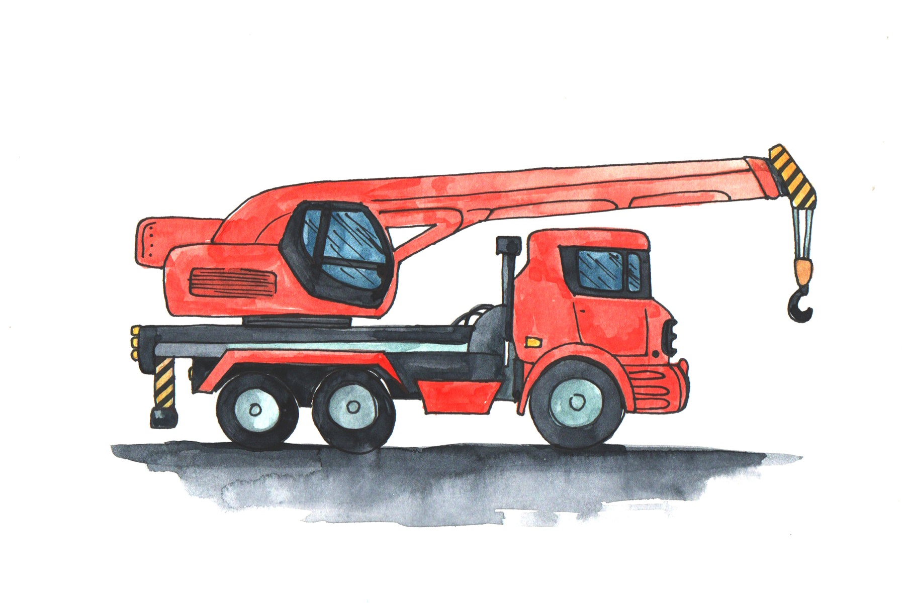 Watercolor of a red truck Watercolor of a red truck