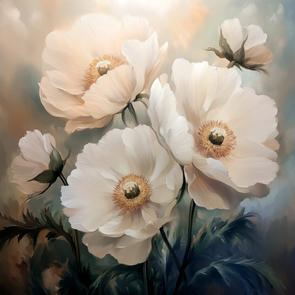 Painting of white flowers