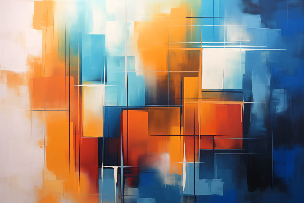 Colorful painting of squares and lines Colorful painting of squares and lines