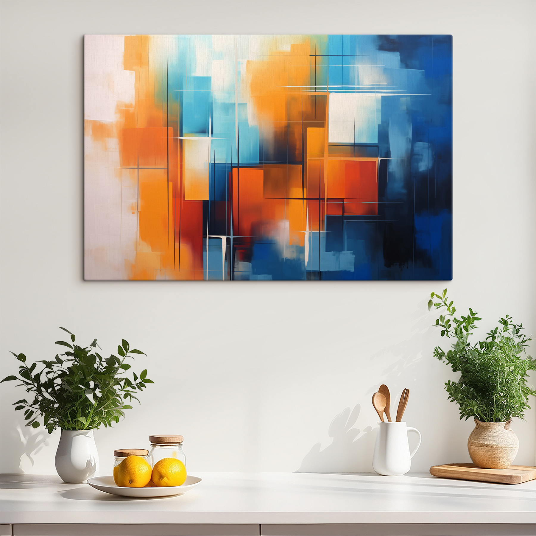 Colorful painting of squares and lines Colorful painting of squares and lines