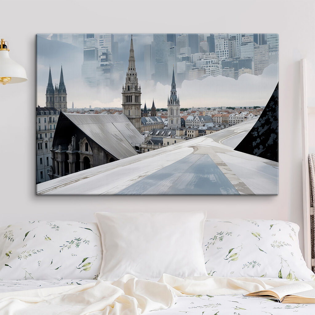 City with tall spires and a city skyline City with tall spires and a city skyline
