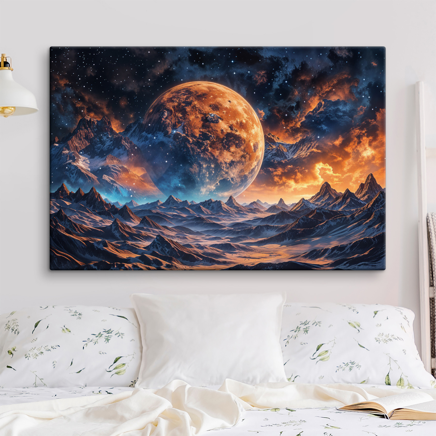 Landscape of mountains and a moon Landscape of mountains and a moon