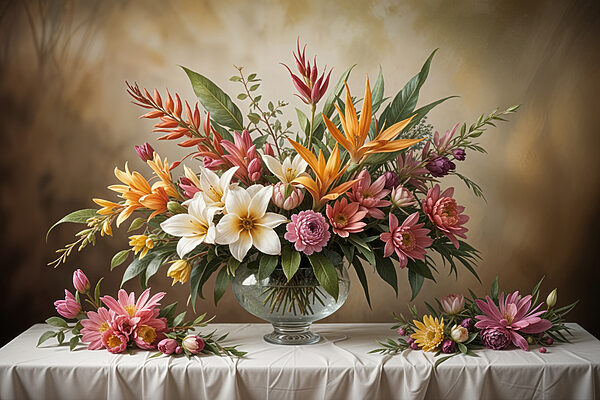 Vase of flowers on a table Vase of flowers on a table