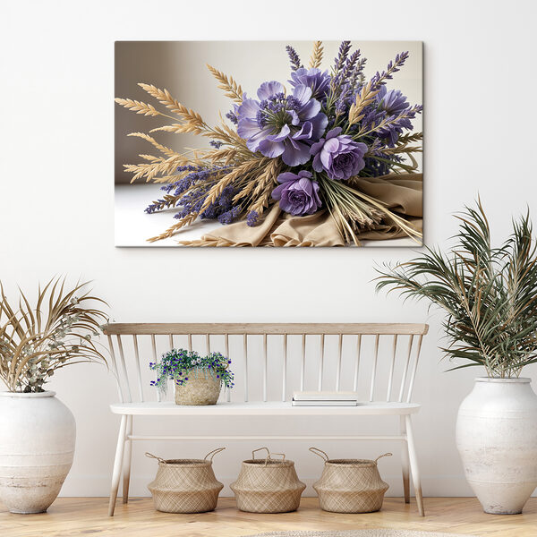Bouquet of purple flowers and wheat Bouquet of purple flowers and wheat