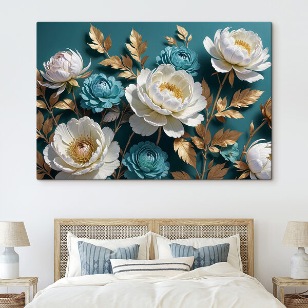 Cuadros Ramo de flores blancas y azules (SKU: s40036) Cuadros Cuadros Ramo de flores blancas y azules (SKU: s40036)