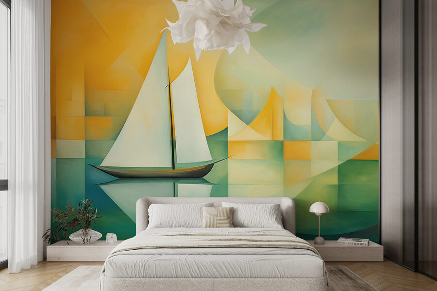 Pintura de un velero sobre el agua