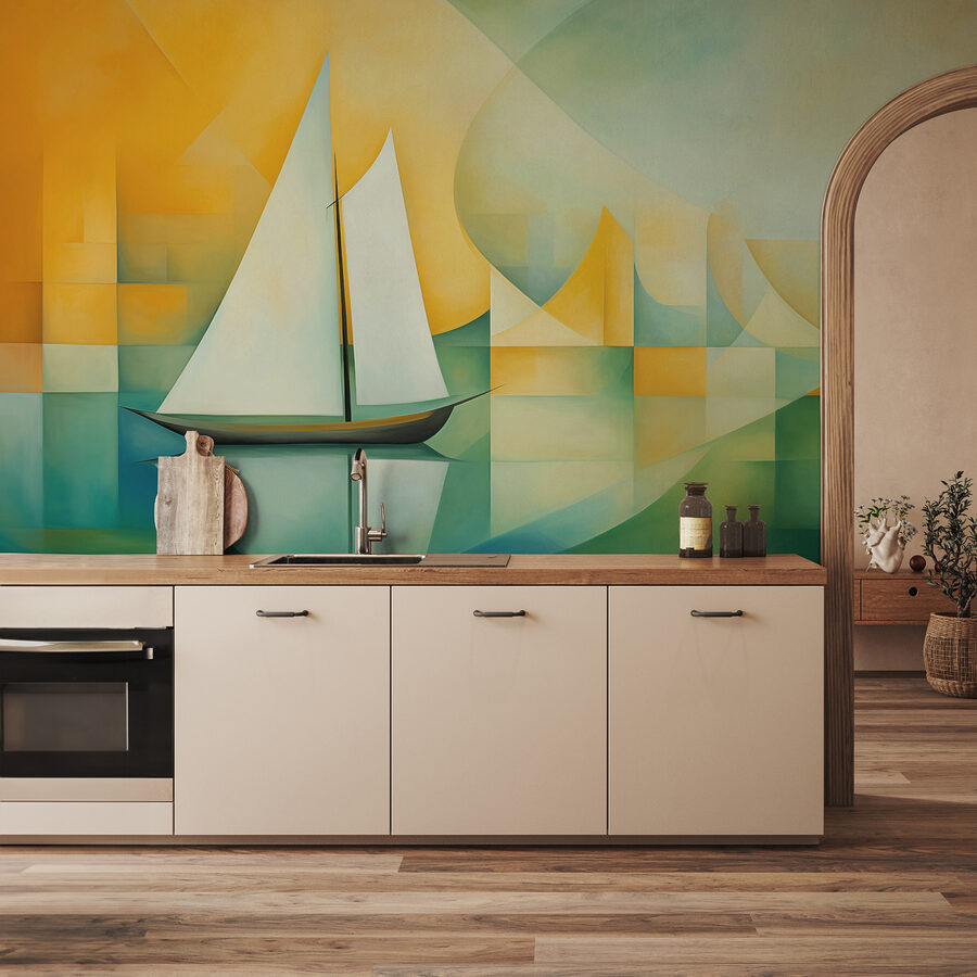Pintura de un velero sobre el agua
