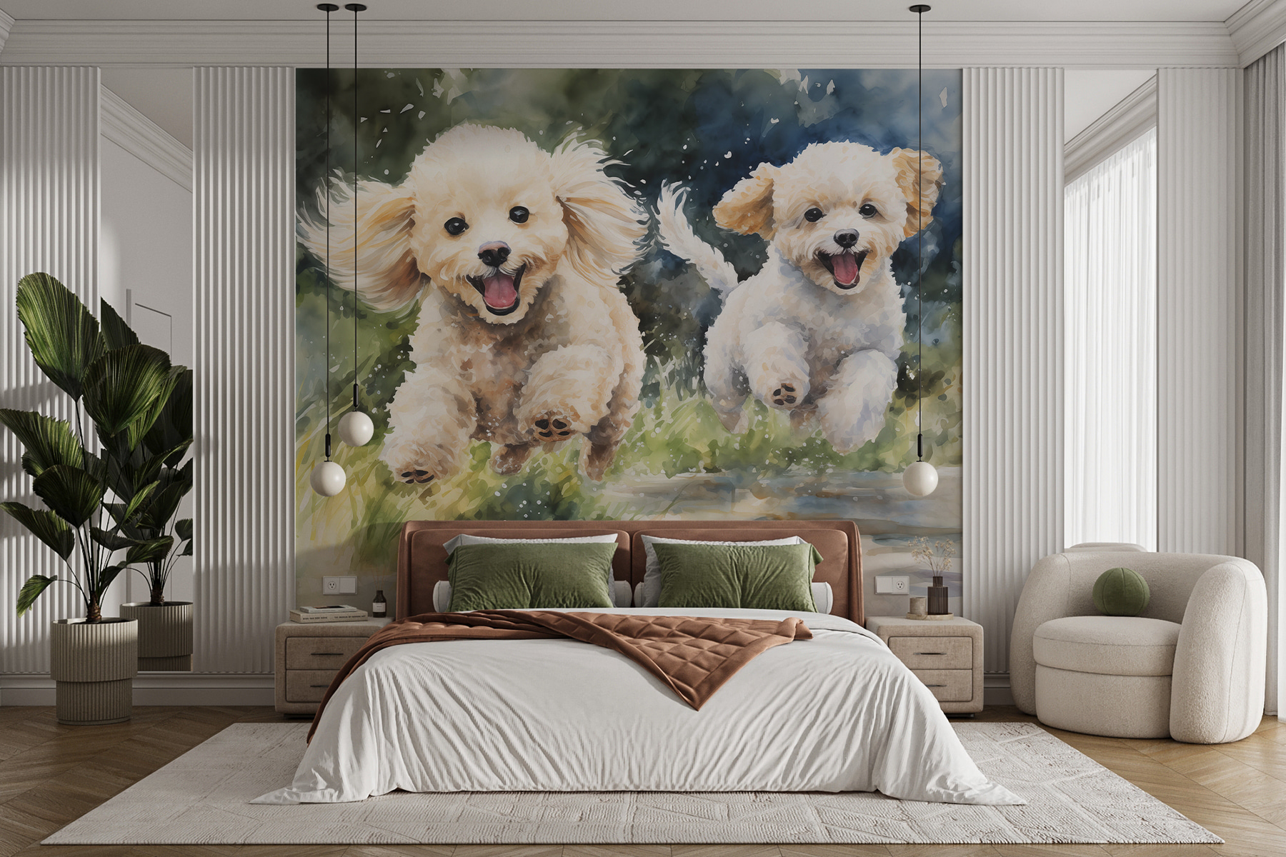 Two dogs jumping in the air