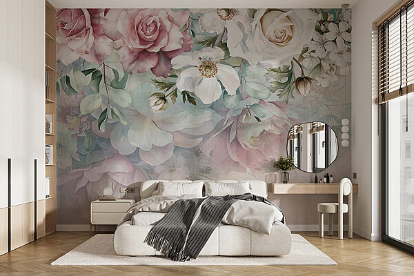 Painting of flowers on a surface