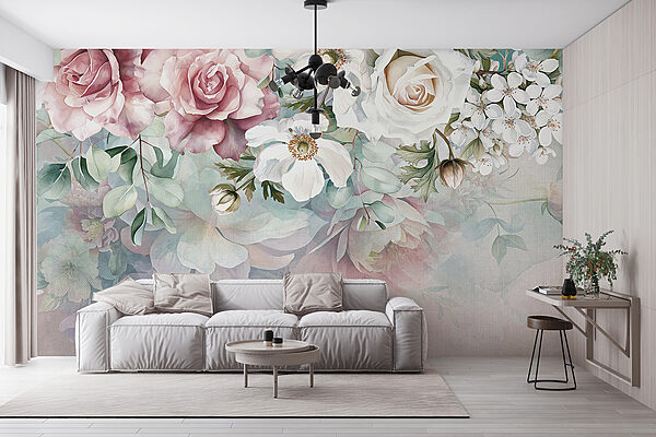 Painting of flowers on a surface